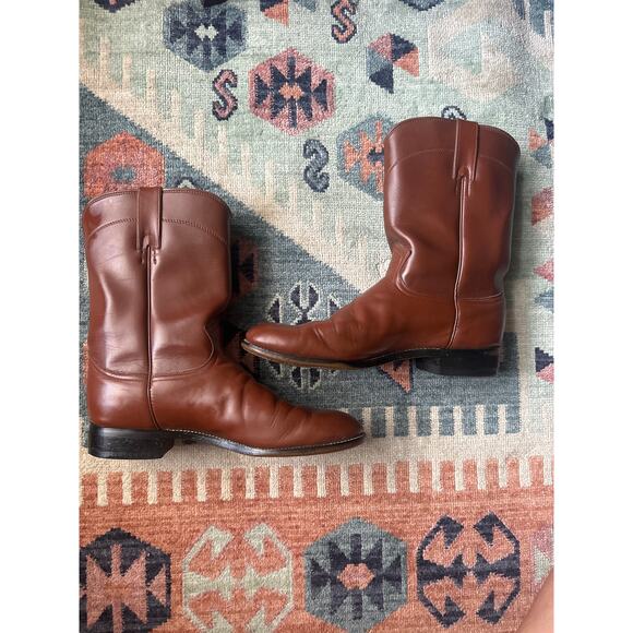Vintage Diamond J Brown Leather Roper Boots – Made in Mexico – Size 9D - Picture 3 of 7
